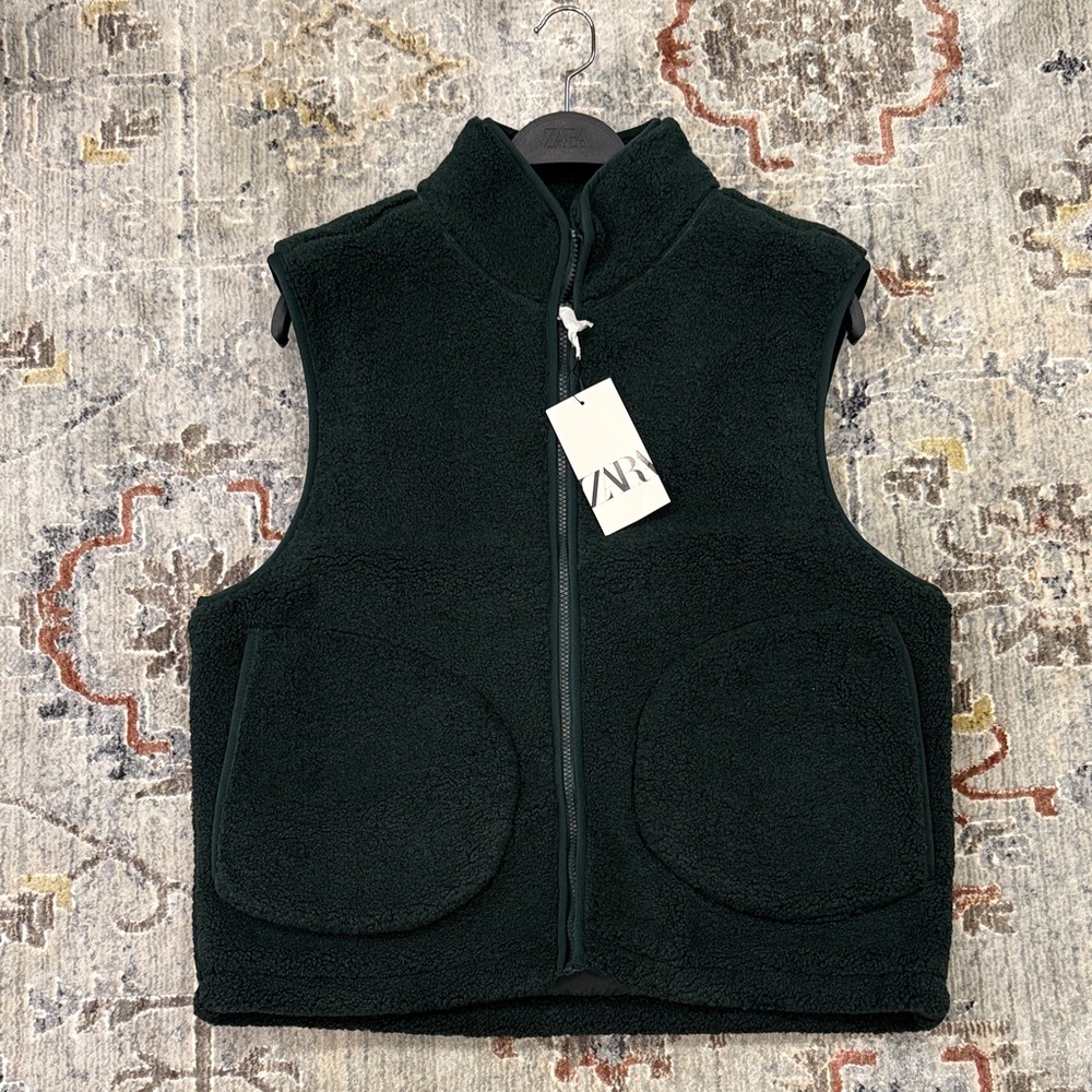 Zara Dark Green Fleece Vest